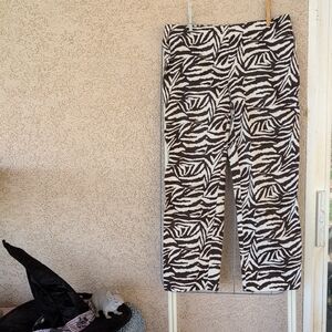 Chico's Brown and White Exotic Zebra Animal Print Crop Pants